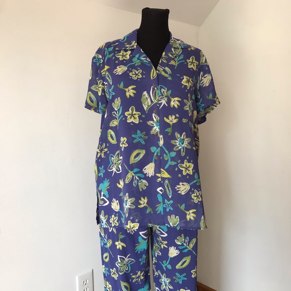Sigrid Olson Sport Blue Floral 2 Piece Set Size M - Picture 3 of 10